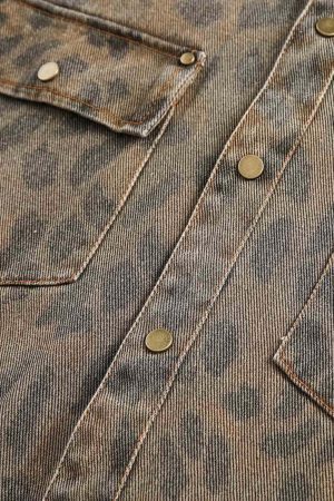 Concert Outfit Vintage Distressed Cheetah Print Denim Shirt