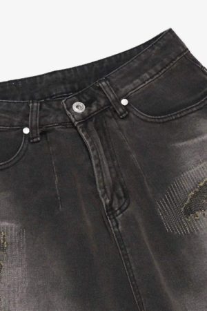 Concert Outfit Vintage Distressed Denim Gradient Shorts