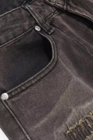 Concert Outfit Vintage Distressed Denim Gradient Shorts