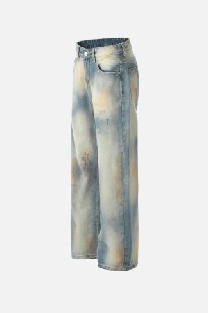 Concert Outfit Vintage Distressed Dyed Straight Jeans
