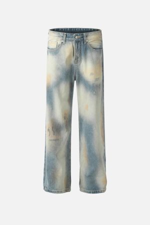 Concert Outfit Vintage Distressed Dyed Straight Jeans