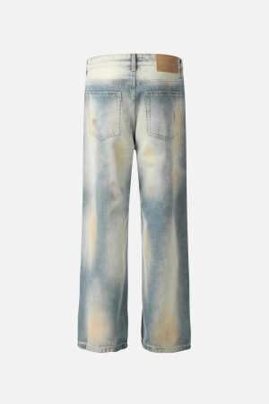 Concert Outfit Vintage Distressed Dyed Straight Jeans