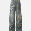 Concert Outfit Vintage Distressed Floral Jeans