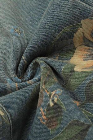 Concert Outfit Vintage Distressed Floral Jeans