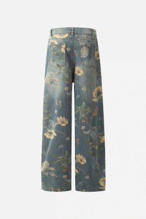Concert Outfit Vintage Distressed Floral Jeans