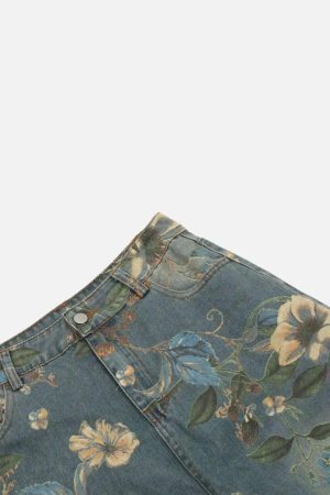 Concert Outfit Vintage Distressed Floral Jeans