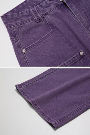 Concert Outfit Vintage Distressed Large Pocket Jeans