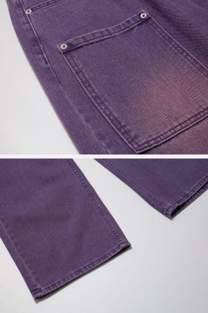 Concert Outfit Vintage Distressed Large Pocket Jeans