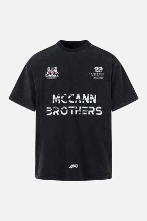 Concert Outfit Vintage Distressed Letter Print T-Shirt