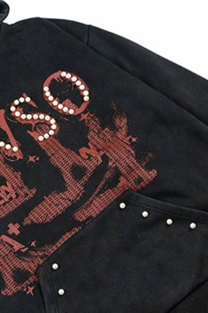 Concert Outfit Vintage Distressed Pearls Hoodie