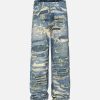 Concert Outfit Vintage Distressed Print 'Ripped' Jeans