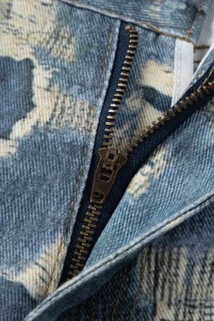 Concert Outfit Vintage Distressed Print 'Ripped' Jeans