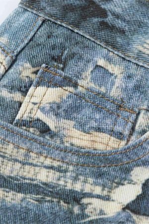 Concert Outfit Vintage Distressed Print 'Ripped' Jeans