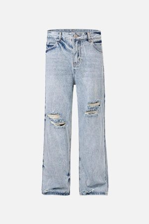 Concert Outfit Vintage Distressed Slim Straight-Leg Jeans