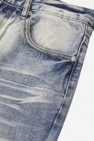 Concert Outfit Vintage Distressed Washed Straight Jeans