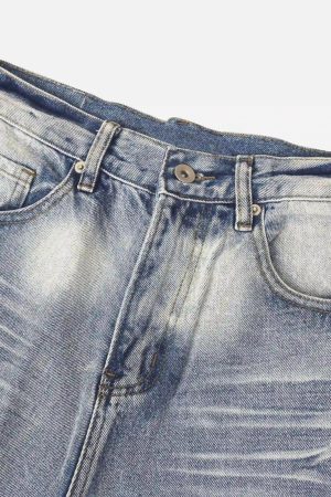 Concert Outfit Vintage Distressed Washed Straight Jeans