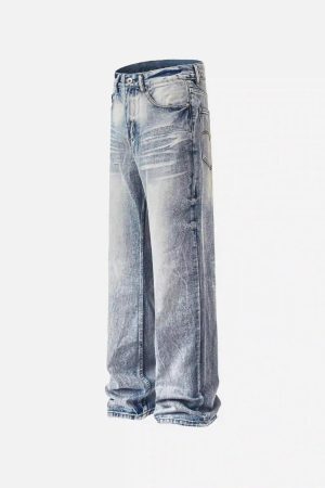 Concert Outfit Vintage Distressed Washed Straight Jeans