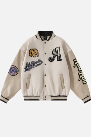 Concert Outfit Vintage Embroidered Baseball Jacket