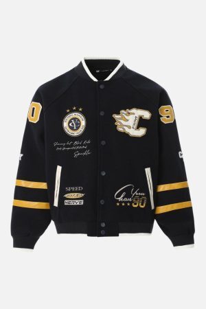 Concert Outfit Vintage Embroidered Varsity Baseball Jacket
