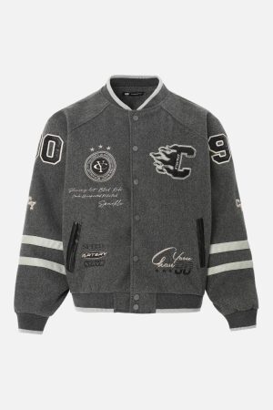 Concert Outfit Vintage Embroidered Varsity Baseball Jacket