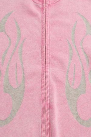 Concert Outfit Vintage Flame Jacquard Stand Collar Cardigan