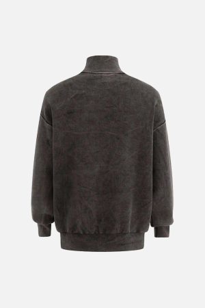 Concert Outfit Vintage Flame Jacquard Stand Collar Cardigan