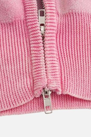 Concert Outfit Vintage Flame Jacquard Stand Collar Cardigan