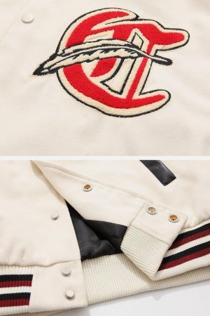 Concert Outfit Vintage Flock Print Varsity Jacket