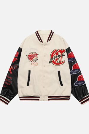 Concert Outfit Vintage Flock Print Varsity Jacket