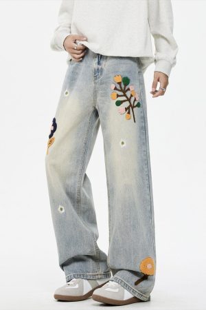 Concert Outfit Vintage Floral Towel Embroidered Jeans
