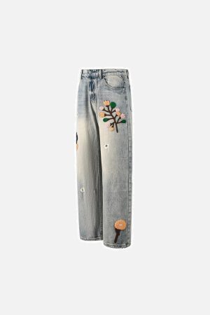 Concert Outfit Vintage Floral Towel Embroidered Jeans