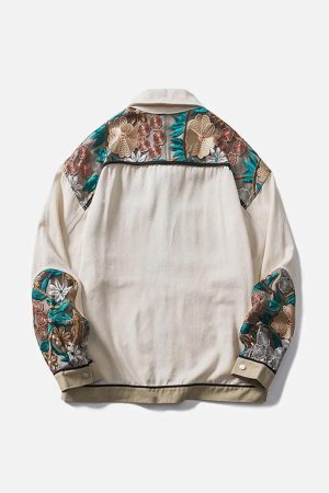 Concert Outfit Vintage Flower Embroidery Stitching Jacket