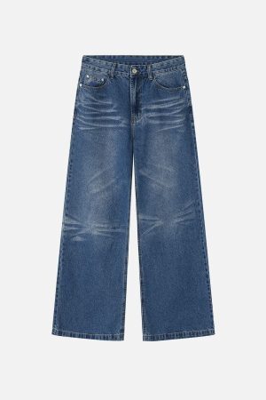 Concert Outfit Vintage Folds Loose Jeans