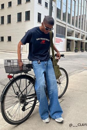 Concert Outfit Vintage Folds Loose Jeans