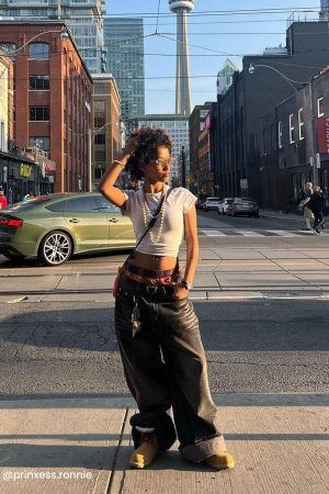 Concert Outfit Vintage Folds Loose Jeans