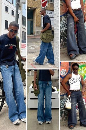 Concert Outfit Vintage Folds Loose Jeans