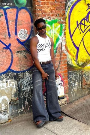 Concert Outfit Vintage Folds Loose Jeans