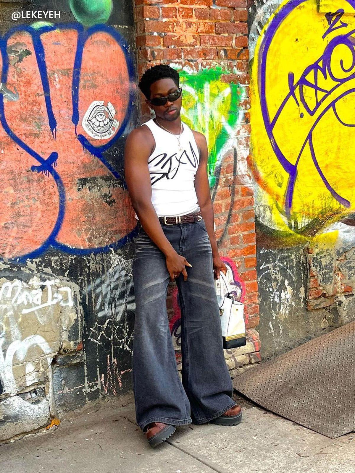 Concert Outfit Vintage Folds Loose Jeans Concert Outfit Vintage Folds Loose Jeans