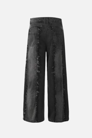 Concert Outfit Vintage Fringed Raw-Edge Jeans