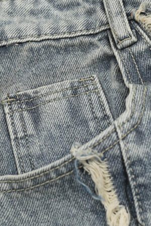 Concert Outfit Vintage Fringed Raw-Edge Jeans