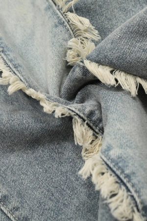 Concert Outfit Vintage Fringed Raw-Edge Jeans