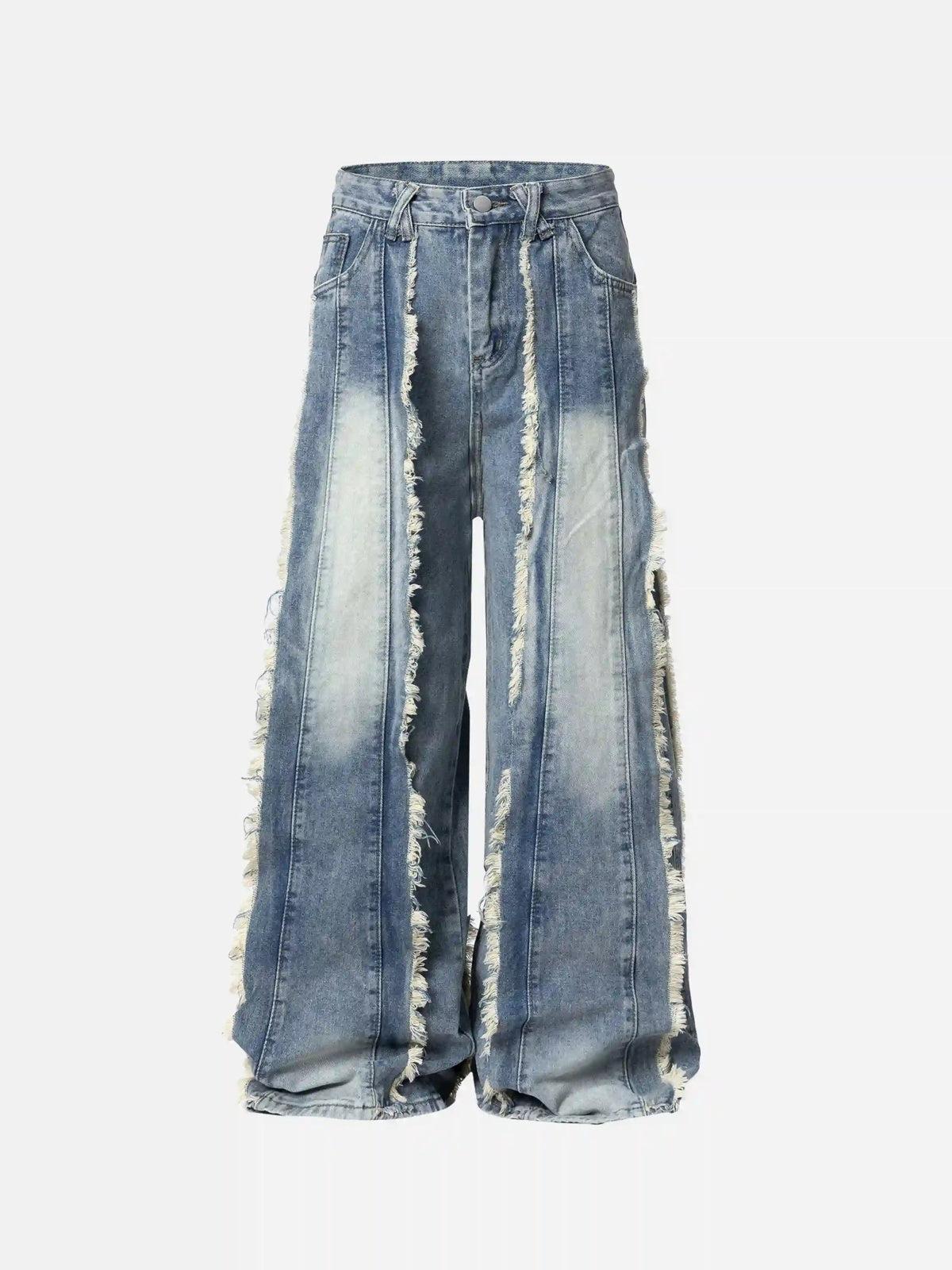Concert Outfit Vintage Fringed Raw-Edge Oversized Jeans Concert Outfit Vintage Fringed Raw-Edge Oversized Jeans