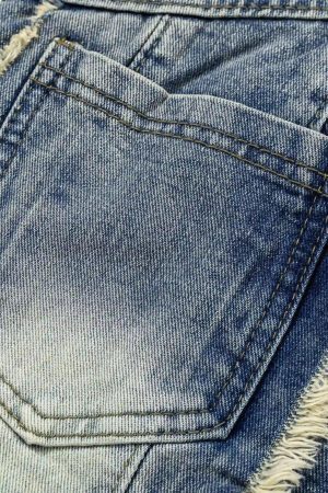 Concert Outfit Vintage Fringed Raw-Edge Oversized Jeans