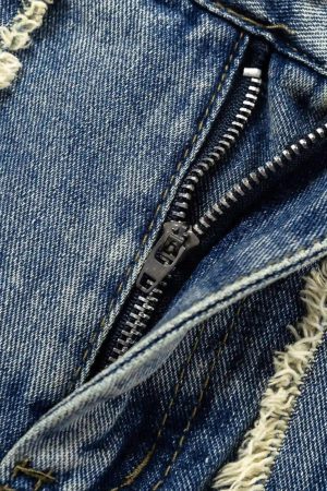 Concert Outfit Vintage Fringed Raw-Edge Oversized Jeans