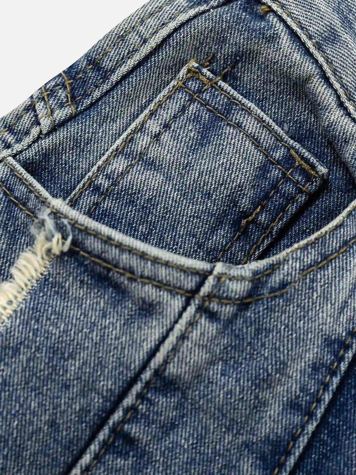 Concert Outfit Vintage Fringed Raw-Edge Oversized Jeans Concert Outfit Vintage Fringed Raw-Edge Oversized Jeans