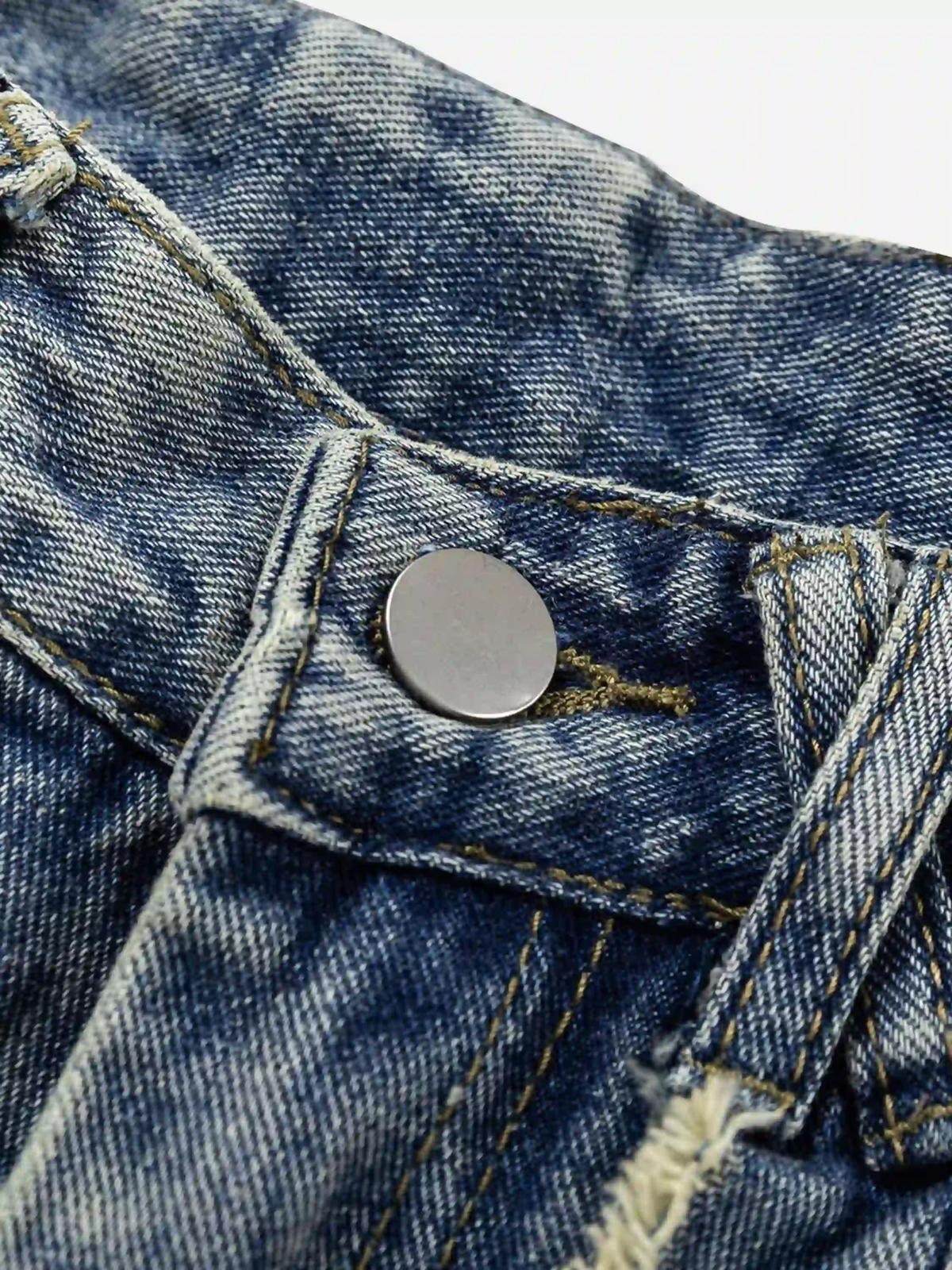 Concert Outfit Vintage Fringed Raw-Edge Oversized Jeans Concert Outfit Vintage Fringed Raw-Edge Oversized Jeans