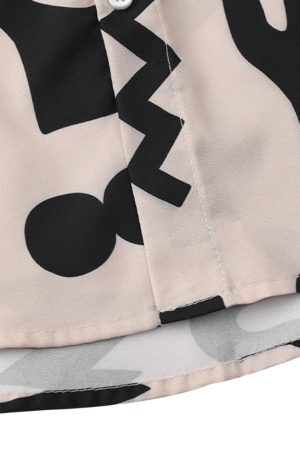 Concert Outfit Vintage Full Print Lapel Short Sleeve Shirt