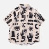 Concert Outfit Vintage Full Print Lapel Short Sleeve Shirt