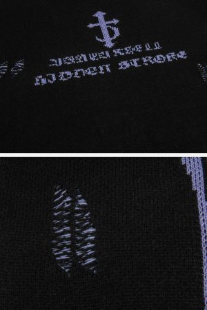 Concert Outfit Vintage Gothic Ripped Sweater