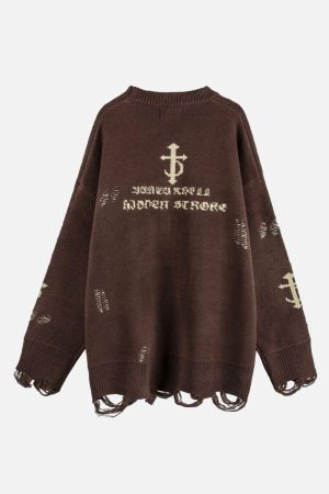 Concert Outfit Vintage Gothic Ripped Sweater